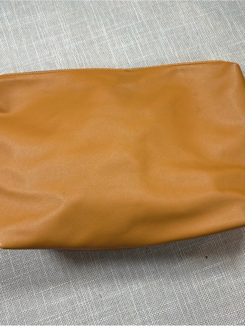 Antik Kraft Tan Leather Zip Cosmetic Pouch